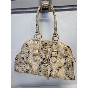 Eagle Eye Satchel Handbag Snake Print Gold Accents Fashionable